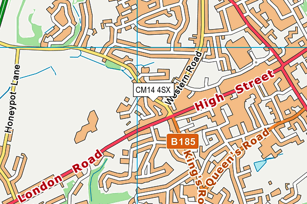 CM14 4SX map - OS VectorMap District (Ordnance Survey) CM14 4SX map - OS VectorMap District (Ordnance Survey)