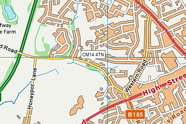 CM14 4TN map - OS VectorMap District (Ordnance Survey) CM14 4TN map - OS VectorMap District (Ordnance Survey)