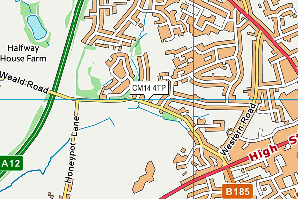 CM14 4TP map - OS VectorMap District (Ordnance Survey)