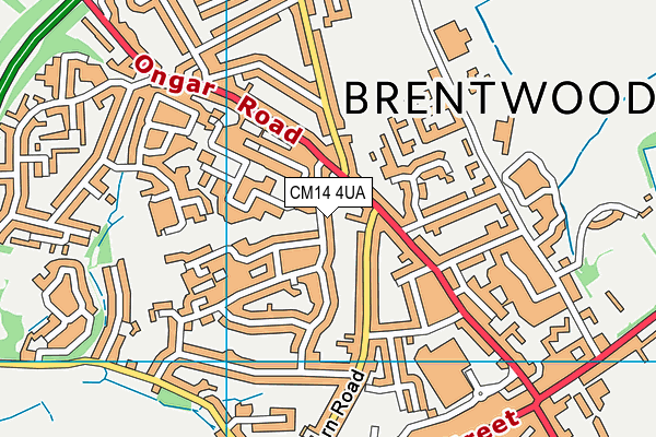 CM14 4UA map - OS VectorMap District (Ordnance Survey) CM14 4UA map - OS VectorMap District (Ordnance Survey)