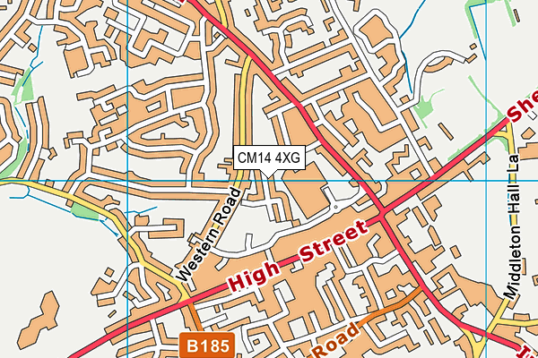 CM14 4XG map - OS VectorMap District (Ordnance Survey) CM14 4XG map - OS VectorMap District (Ordnance Survey)