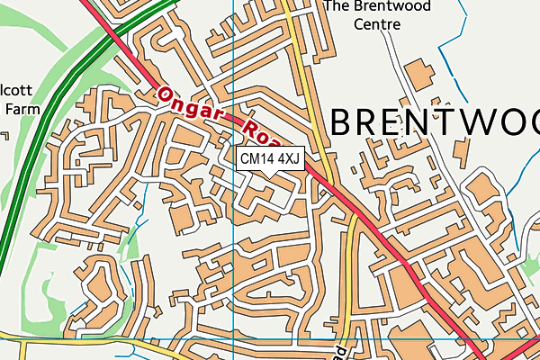 CM14 4XJ map - OS VectorMap District (Ordnance Survey)