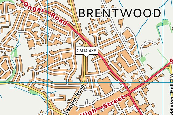 CM14 4XS map - OS VectorMap District (Ordnance Survey)