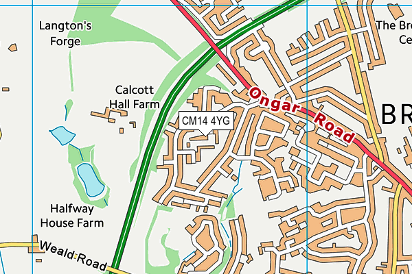 CM14 4YG map - OS VectorMap District (Ordnance Survey) CM14 4YG map - OS VectorMap District (Ordnance Survey)