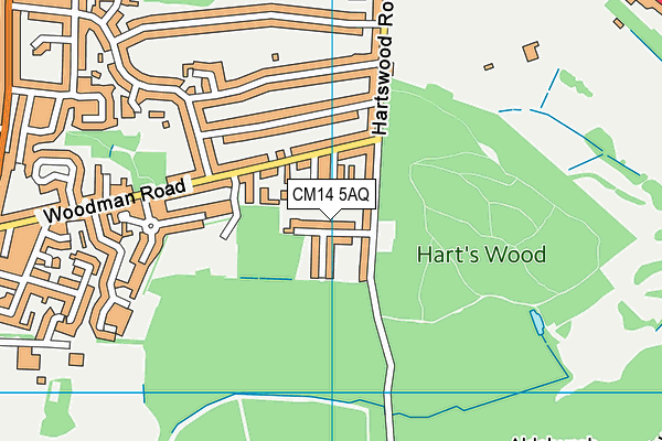 CM14 5AQ map - OS VectorMap District (Ordnance Survey)