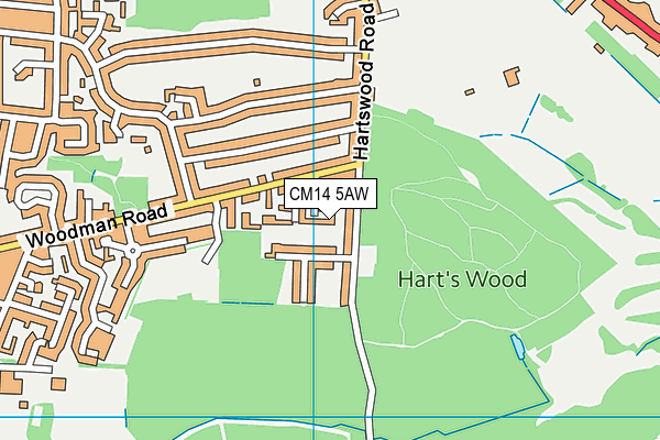 CM14 5AW map - OS VectorMap District (Ordnance Survey) CM14 5AW map - OS VectorMap District (Ordnance Survey)
