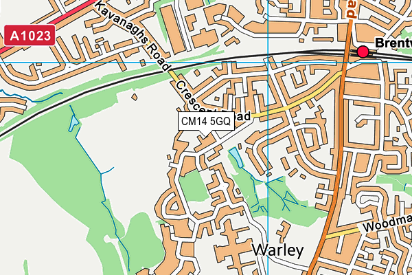 CM14 5GQ map - OS VectorMap District (Ordnance Survey) CM14 5GQ map - OS VectorMap District (Ordnance Survey)
