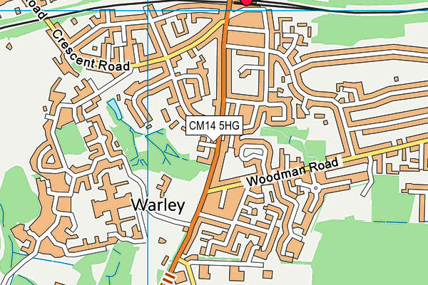 CM14 5HG map - OS VectorMap District (Ordnance Survey) CM14 5HG map - OS VectorMap District (Ordnance Survey)