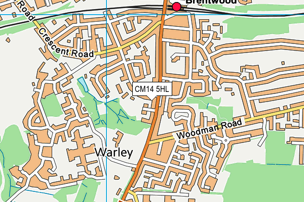 CM14 5HL map - OS VectorMap District (Ordnance Survey) CM14 5HL map - OS VectorMap District (Ordnance Survey)