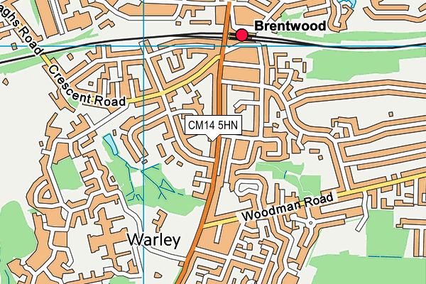 CM14 5HN map - OS VectorMap District (Ordnance Survey) CM14 5HN map - OS VectorMap District (Ordnance Survey)