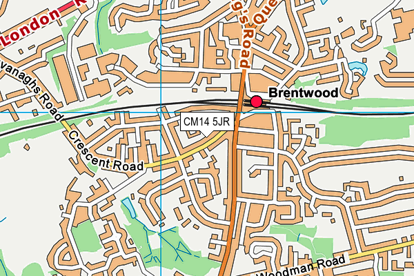 CM14 5JR map - OS VectorMap District (Ordnance Survey) CM14 5JR map - OS VectorMap District (Ordnance Survey)