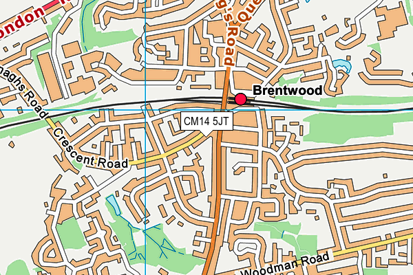 CM14 5JT map - OS VectorMap District (Ordnance Survey) CM14 5JT map - OS VectorMap District (Ordnance Survey)
