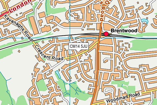 CM14 5JU map - OS VectorMap District (Ordnance Survey) CM14 5JU map - OS VectorMap District (Ordnance Survey)