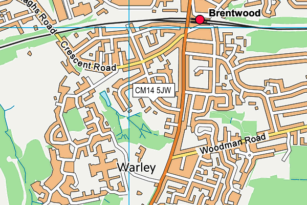 CM14 5JW map - OS VectorMap District (Ordnance Survey) CM14 5JW map - OS VectorMap District (Ordnance Survey)