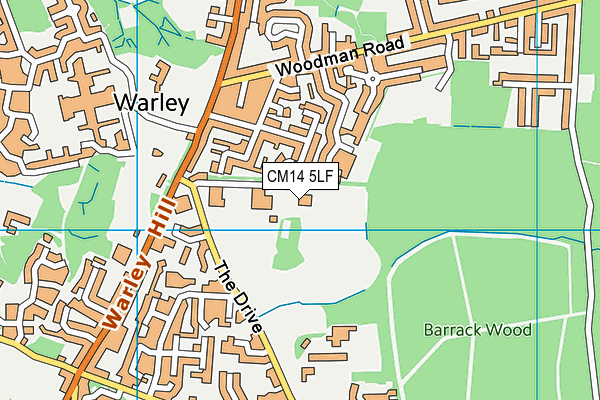 CM14 5LF map - OS VectorMap District (Ordnance Survey) CM14 5LF map - OS VectorMap District (Ordnance Survey)