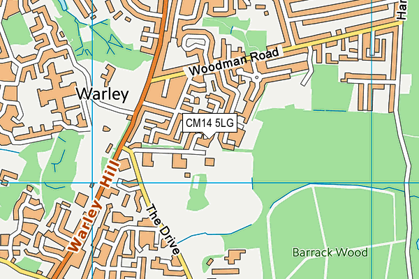 CM14 5LG map - OS VectorMap District (Ordnance Survey)