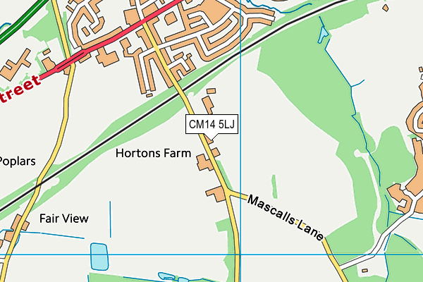 CM14 5LJ map - OS VectorMap District (Ordnance Survey) CM14 5LJ map - OS VectorMap District (Ordnance Survey)