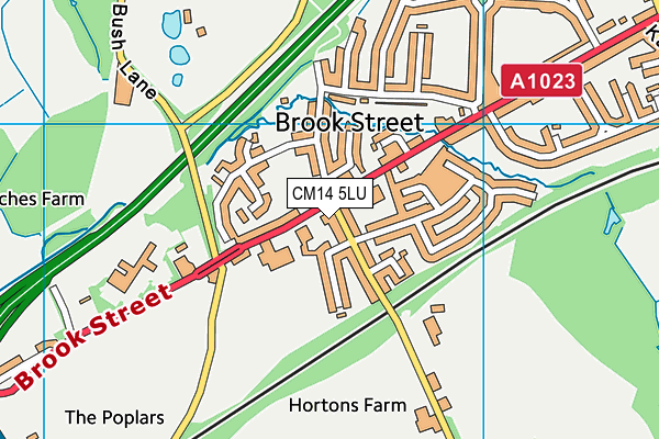 CM14 5LU map - OS VectorMap District (Ordnance Survey) CM14 5LU map - OS VectorMap District (Ordnance Survey)