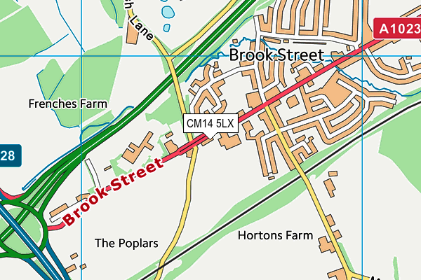 CM14 5LX map - OS VectorMap District (Ordnance Survey) CM14 5LX map - OS VectorMap District (Ordnance Survey)