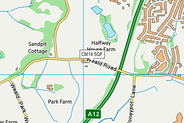 CM14 5QF map - OS VectorMap District (Ordnance Survey) CM14 5QF map - OS VectorMap District (Ordnance Survey)