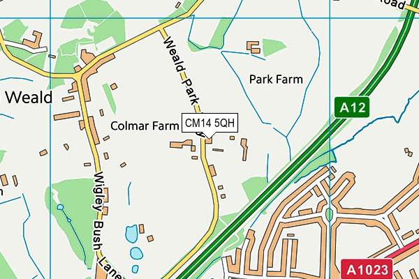 CM14 5QH map - OS VectorMap District (Ordnance Survey)