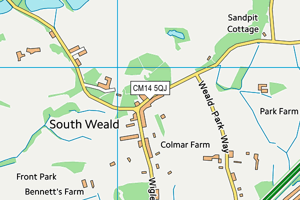 CM14 5QJ map - OS VectorMap District (Ordnance Survey) CM14 5QJ map - OS VectorMap District (Ordnance Survey)