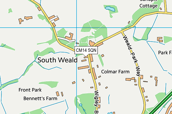 CM14 5QN map - OS VectorMap District (Ordnance Survey)
