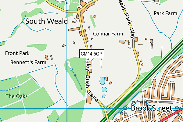 CM14 5QP map - OS VectorMap District (Ordnance Survey) CM14 5QP map - OS VectorMap District (Ordnance Survey)
