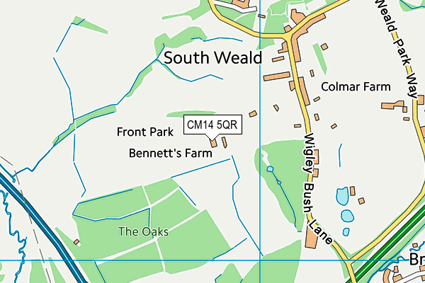 CM14 5QR map - OS VectorMap District (Ordnance Survey)