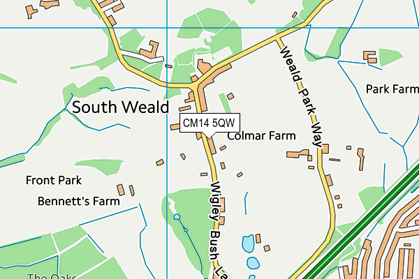 CM14 5QW map - OS VectorMap District (Ordnance Survey) CM14 5QW map - OS VectorMap District (Ordnance Survey)