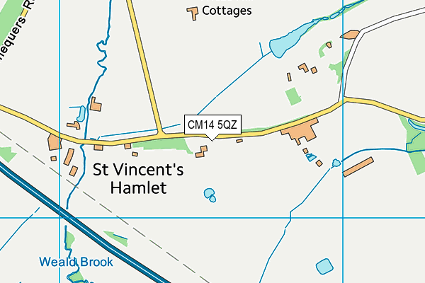 CM14 5QZ map - OS VectorMap District (Ordnance Survey)