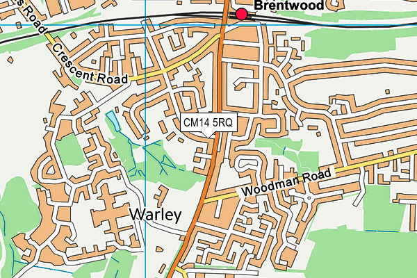 CM14 5RQ map - OS VectorMap District (Ordnance Survey) CM14 5RQ map - OS VectorMap District (Ordnance Survey)