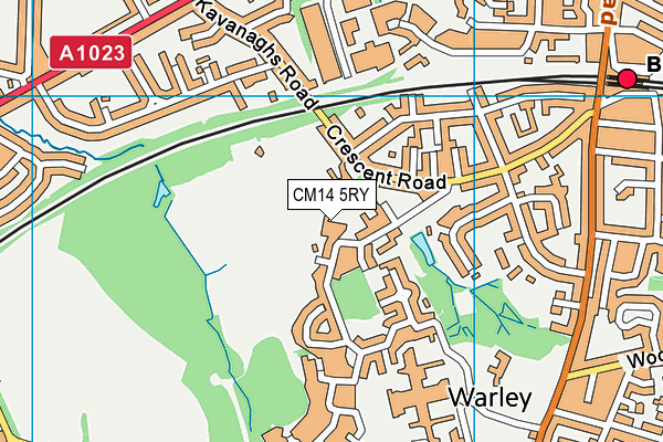 CM14 5RY map - OS VectorMap District (Ordnance Survey) CM14 5RY map - OS VectorMap District (Ordnance Survey)