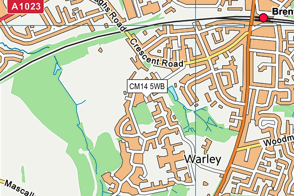 CM14 5WB map - OS VectorMap District (Ordnance Survey) CM14 5WB map - OS VectorMap District (Ordnance Survey)
