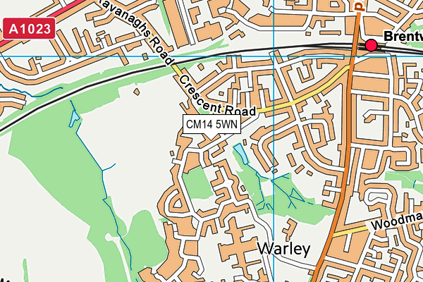 CM14 5WN map - OS VectorMap District (Ordnance Survey) CM14 5WN map - OS VectorMap District (Ordnance Survey)
