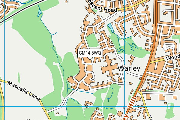 CM14 5WQ map - OS VectorMap District (Ordnance Survey) CM14 5WQ map - OS VectorMap District (Ordnance Survey)