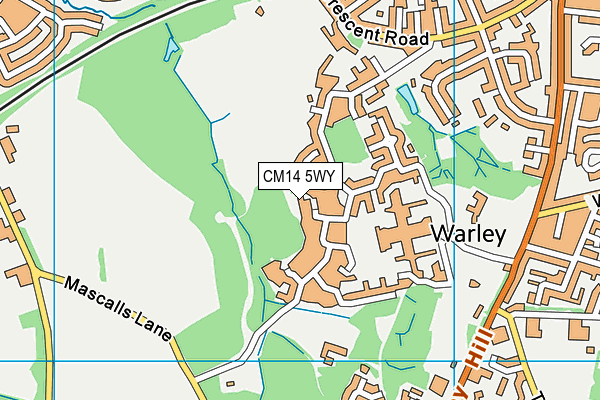 CM14 5WY map - OS VectorMap District (Ordnance Survey) CM14 5WY map - OS VectorMap District (Ordnance Survey)