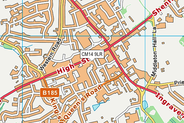 CM14 9LR map - OS VectorMap District (Ordnance Survey) CM14 9LR map - OS VectorMap District (Ordnance Survey)
