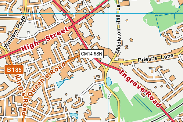 CM14 9SN map - OS VectorMap District (Ordnance Survey) CM14 9SN map - OS VectorMap District (Ordnance Survey)