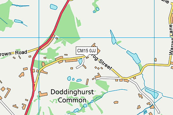CM15 0JJ map - OS VectorMap District (Ordnance Survey)