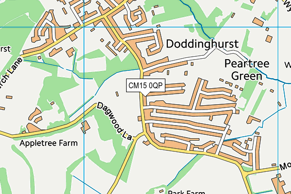 CM15 0QP map - OS VectorMap District (Ordnance Survey)