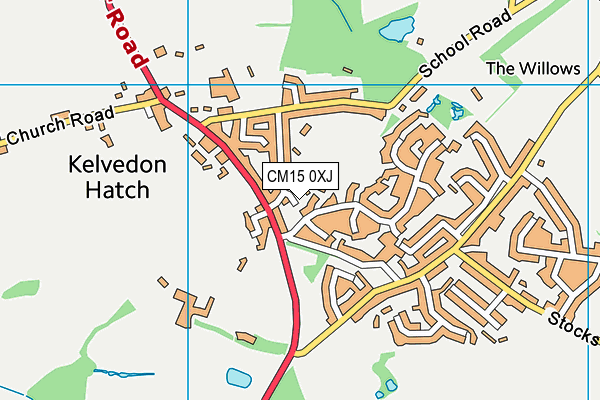 CM15 0XJ map - OS VectorMap District (Ordnance Survey) CM15 0XJ map - OS VectorMap District (Ordnance Survey)
