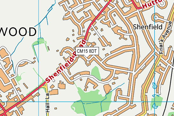 CM15 8DT map - OS VectorMap District (Ordnance Survey)