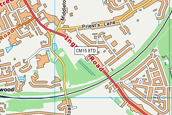 CM15 8TD map - OS VectorMap District (Ordnance Survey) CM15 8TD map - OS VectorMap District (Ordnance Survey)