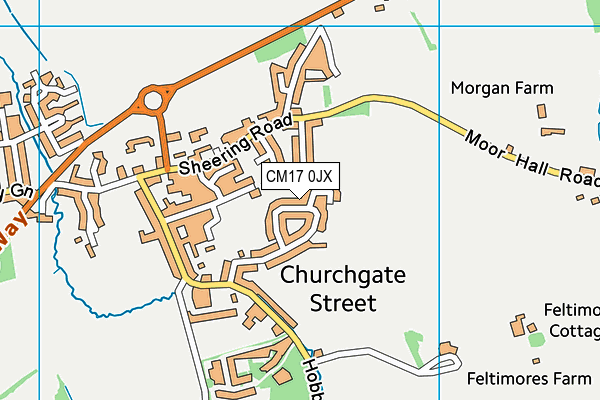 CM17 0JX map - OS VectorMap District (Ordnance Survey) CM17 0JX map - OS VectorMap District (Ordnance Survey)