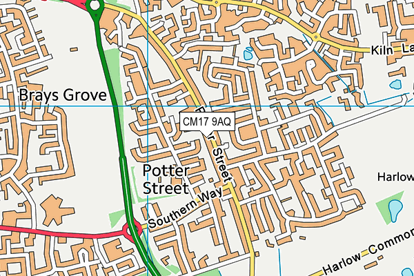 CM17 9AQ map - OS VectorMap District (Ordnance Survey) CM17 9AQ map - OS VectorMap District (Ordnance Survey)