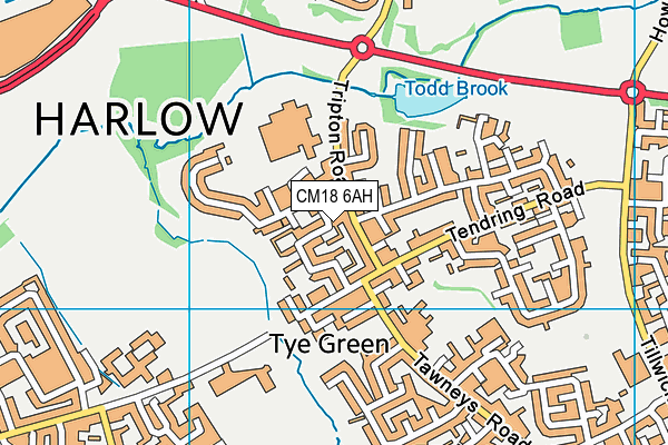 CM18 6AH map - OS VectorMap District (Ordnance Survey) CM18 6AH map - OS VectorMap District (Ordnance Survey)