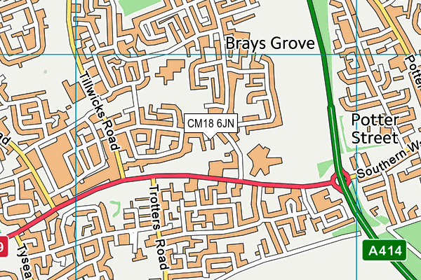 CM18 6JN map - OS VectorMap District (Ordnance Survey) CM18 6JN map - OS VectorMap District (Ordnance Survey)