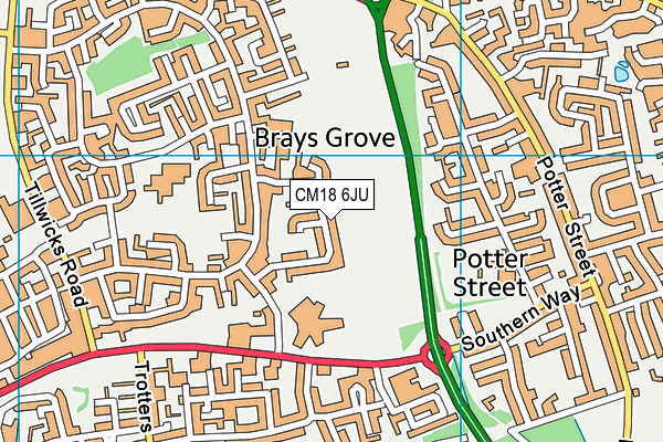 CM18 6JU map - OS VectorMap District (Ordnance Survey) CM18 6JU map - OS VectorMap District (Ordnance Survey)