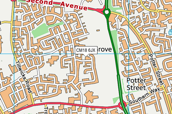 CM18 6JX map - OS VectorMap District (Ordnance Survey) CM18 6JX map - OS VectorMap District (Ordnance Survey)